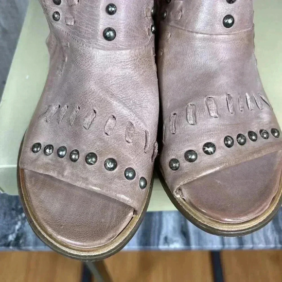 A.S. 98 Sandals Leather Block Heel Studs Ankle Strap Mauve Fair Wind - Picture 6 of 10